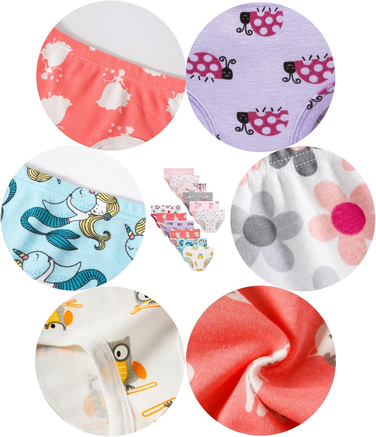 Cadidi Dinos Little Girls' Soft Cotton Underwear Kids Cool Breathable Comfort Panty Briefs Toddler Undies(Pack of 6)