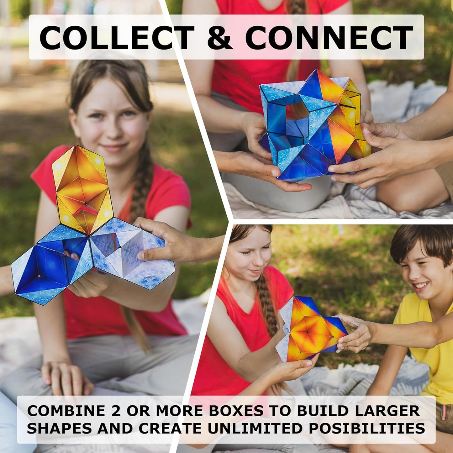 SHASHIBO Shape Shifting Box - Award-Winning, Patented Fidget Cube w/ 36 Rare Earth Magnets - Transforms Into Over 70 Shapes, Download Fun in Motion Toys Mobile App (Holographic - Polar)