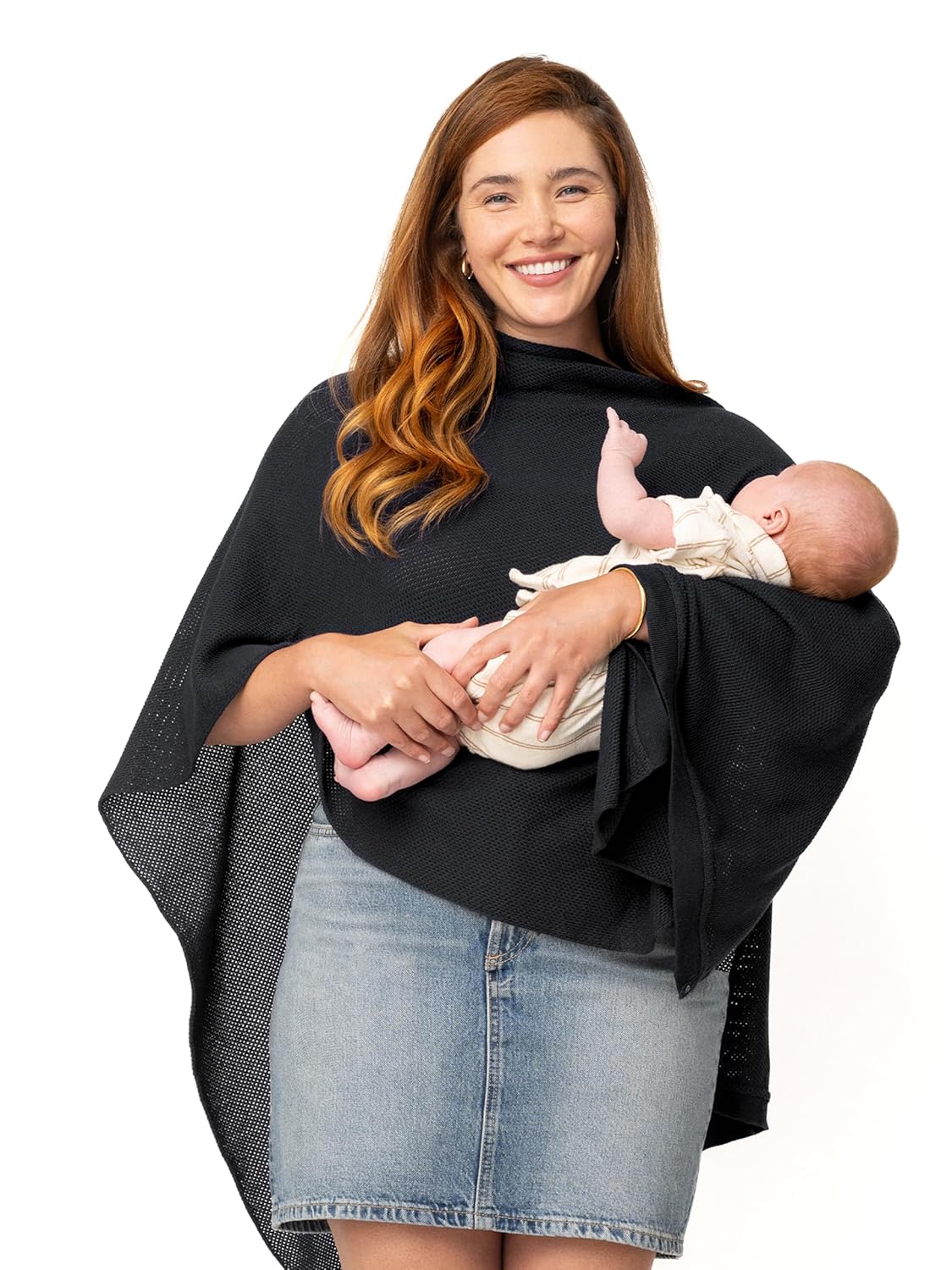 We are Amma | The Cocoon™ - Newborn Essentials Must Haves: Nursing Cover for Breast Feeding Essentials | Nursing Sweater Used as Breastfeeding Cover (Black, One Size)