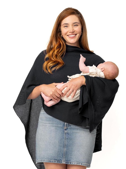 We are Amma | The Cocoon™ - Newborn Essentials Must Haves: Nursing Cover for Breast Feeding Essentials | Nursing Sweater Used as Breastfeeding Cover (Black, One Size)