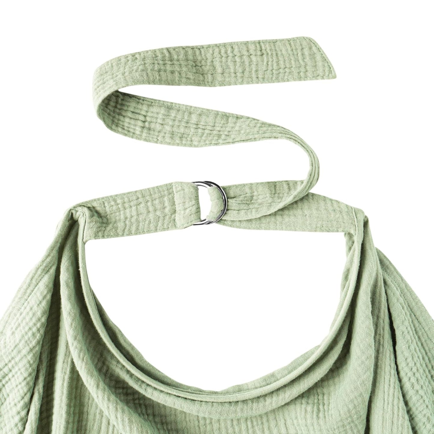 Konssy Muslin Nursing Cover for Baby Breastfeeding, Breathable 100% Cotton Breastfeeding Cover with Rigid Hoop for Mother Nursing Apron, Multi-use Carseat Canopy (Sage)
