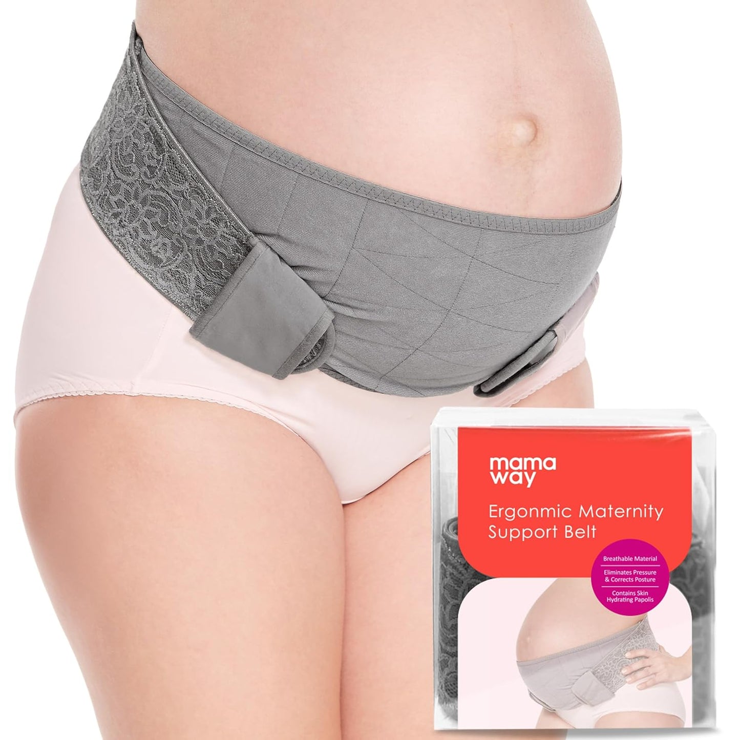Mamaway Pregnancy Belly Band, Ergonomic Maternity Belt, Adjustable Prenatal Cradle Band, Skin-friendly & Breathable Belly Sling, Back Pain Relief & Waist/Abdomen/Pelvic Support