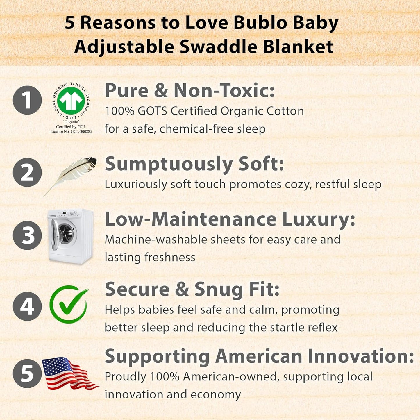 Bublo Baby Swaddles for Newborns – 3-Pack Infant Swaddles 0-3 Months – Adjustable Newborn Swaddle Sleep Sack – Soft Organic Cotton Baby Wrap for Safe & Cozy Sleep