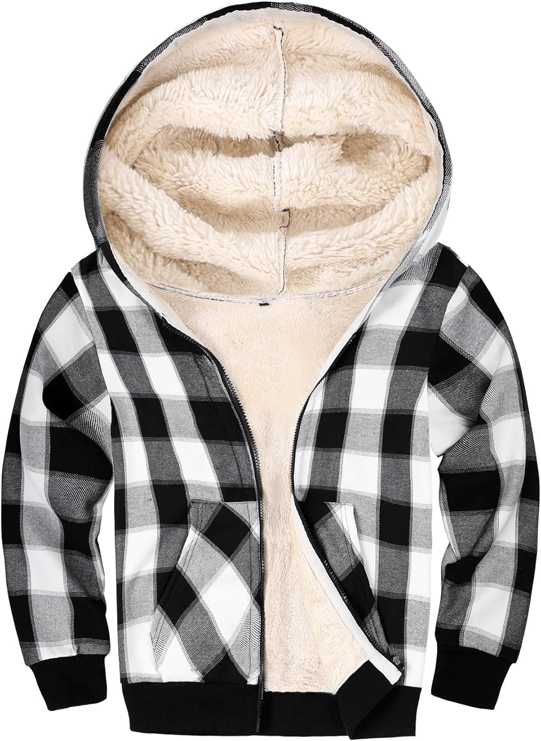 Gihuo Unisex Boy's Girls Winter Warm Sherpa Lined Zip Up Sweatshirt Fleece Jacket Kid's Hoodie Outerwear