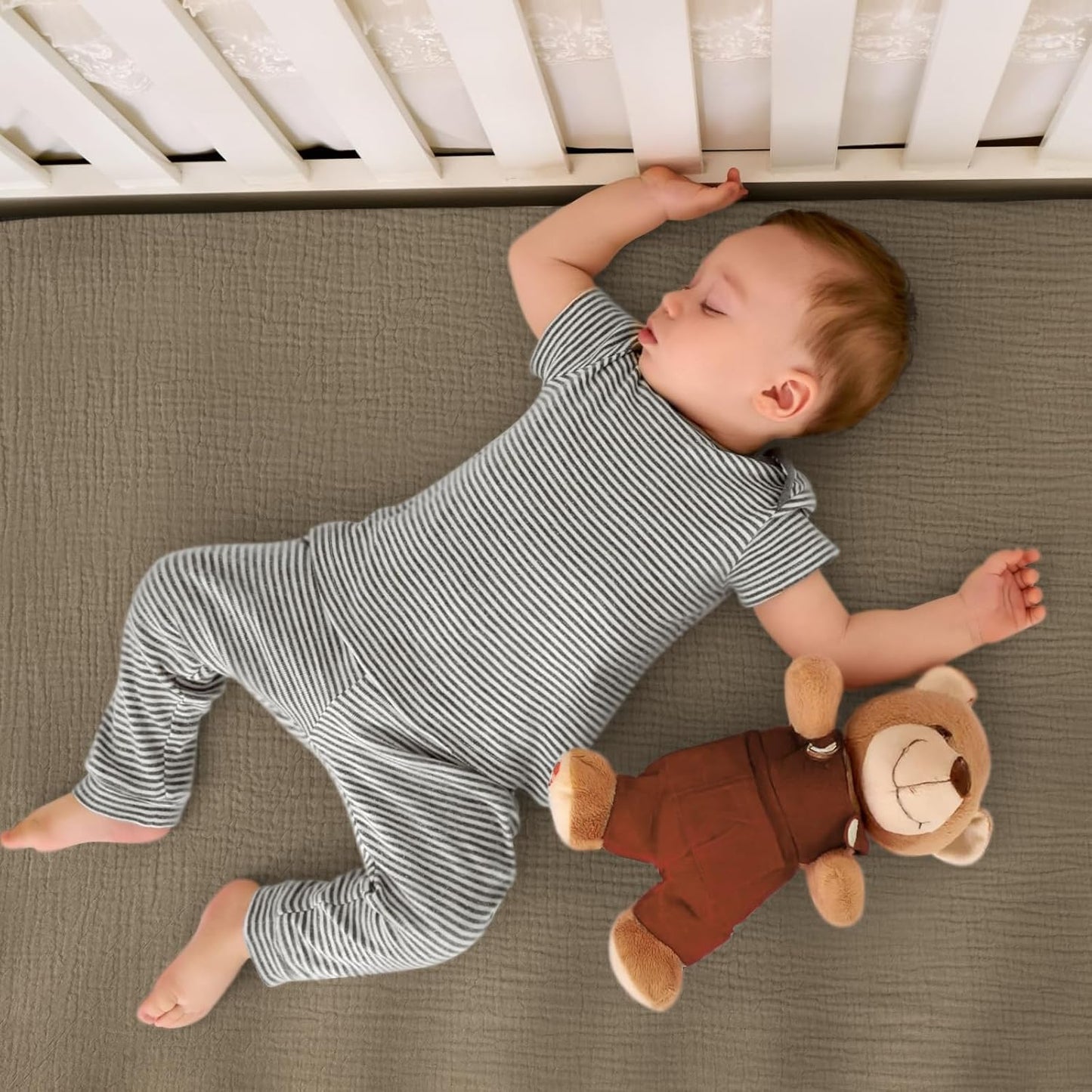 lulumoon Mini Crib Sheets Muslin: Soft Cotton Fitted Mini Crib Mattress Sheets for Boys and Girls 2Pack