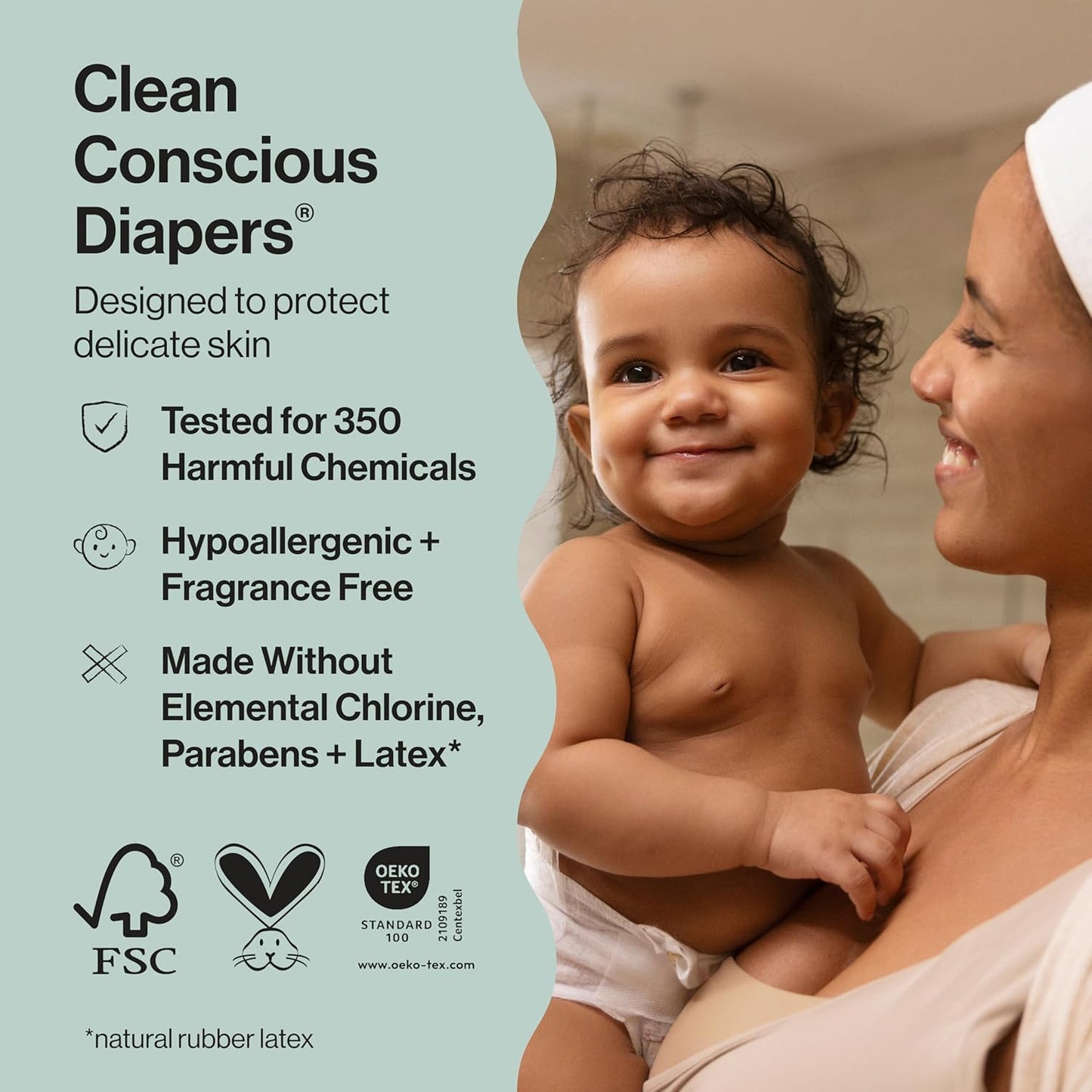 The Honest Company Clean Conscious Diapers for Delicate Skin | Up to 100% Leakproof | Hypoallergenic, Fragrance Free | Gender Neutral | Club Box, Size 5 (27+ lbs), 44 Count (Prints May Vary)