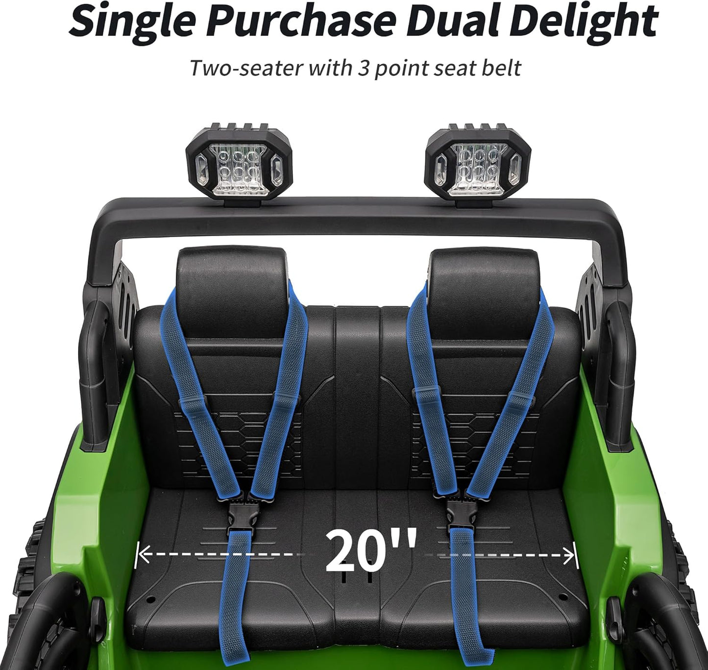 2 Seater Ride on Toy Car for Kids, 24V 4WD Ride-on Truck Kids Electric Car with Remote Control, 4x200W Motors - Army Green