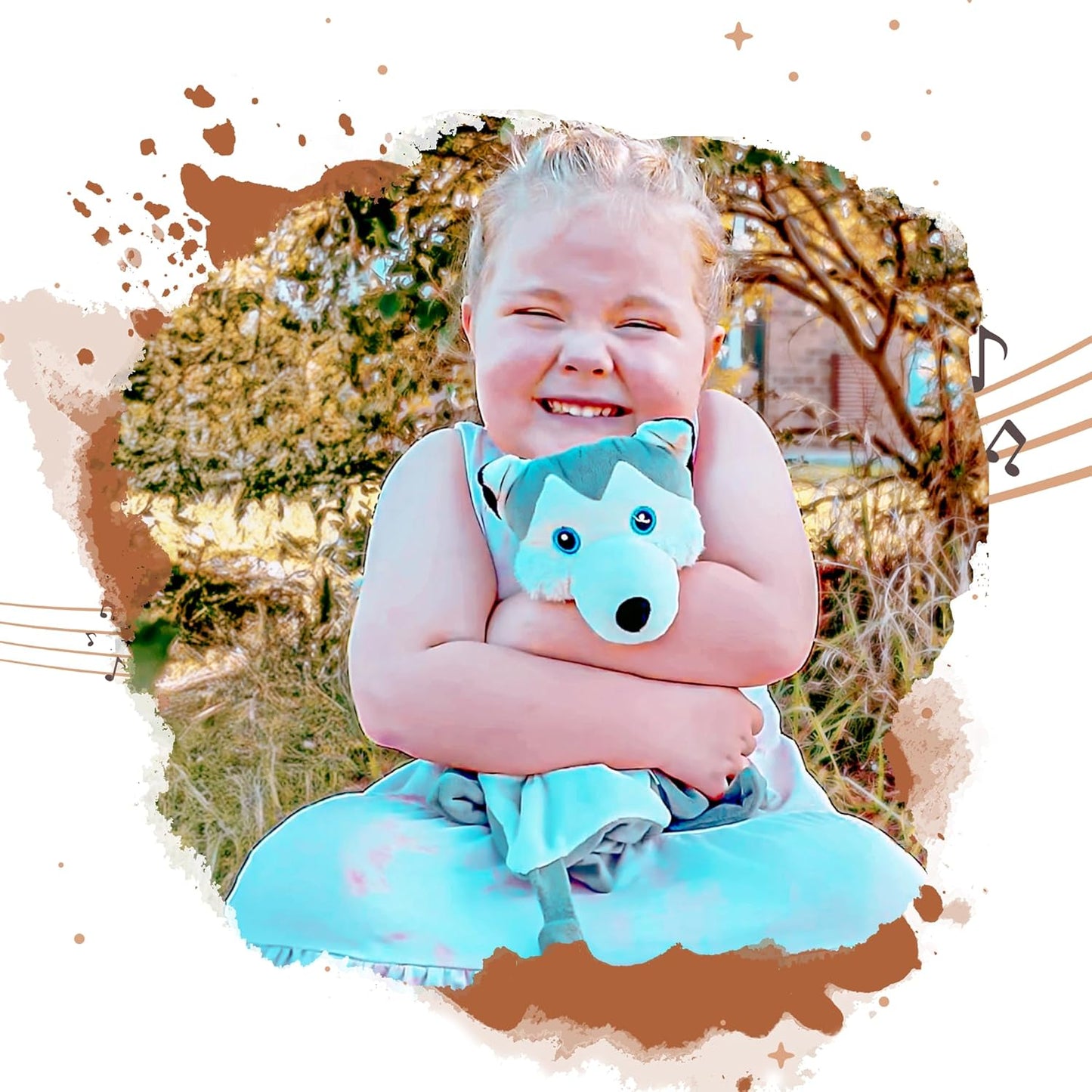 Love By Emi Baby Music Lovey Grey & White Husky, Baby Sleep Soother for Crib & Cuddle Bedtime, White Noise with Heartbeat & Lullaby, Plush Sound Toy, Stuffed Animal for Newborns, Infants & Toddlers