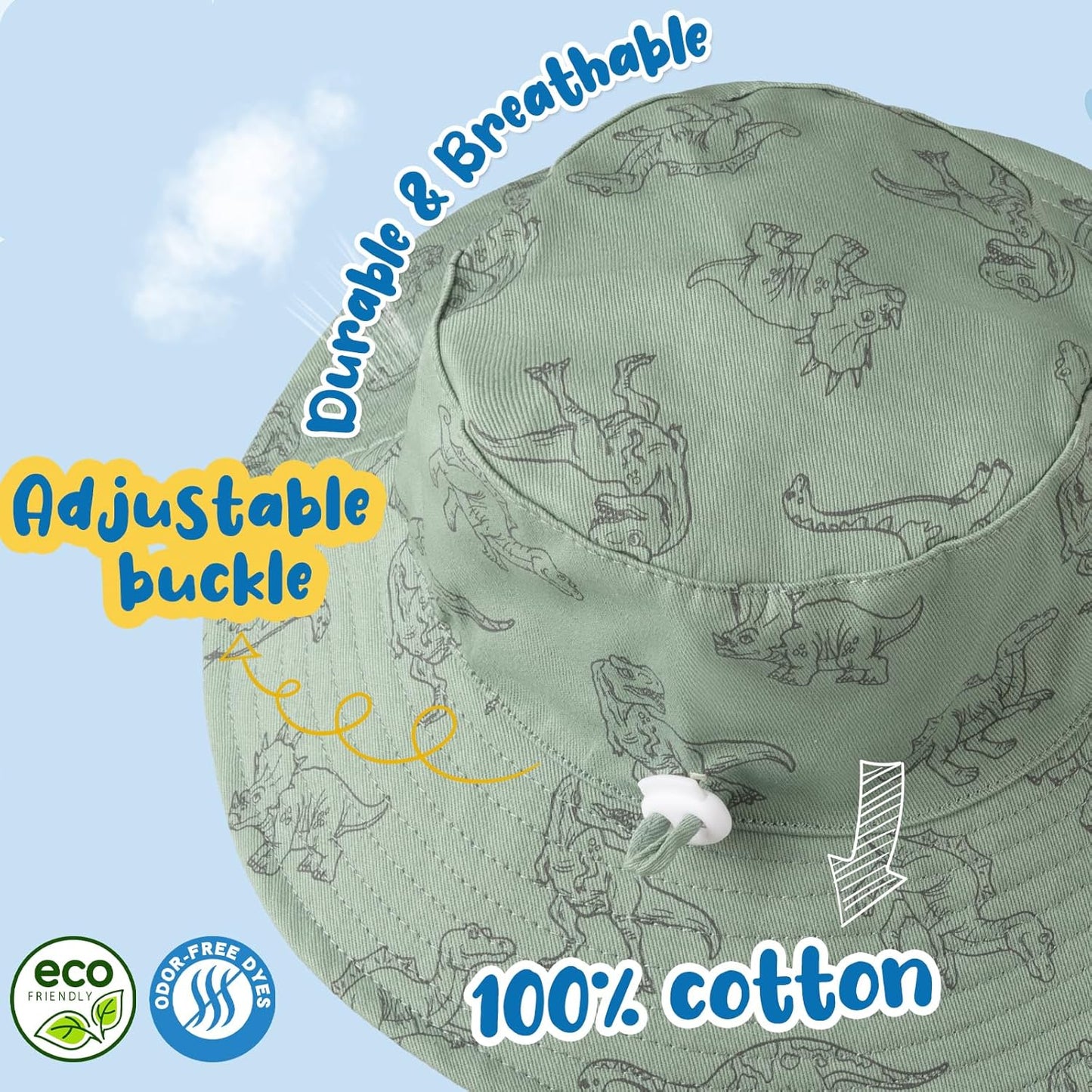 Baby Sun Hat Kids Summer UPF 50+ Toddler Bucket Hat Wide Brim Adjustable Beach Hats for Boys Girls Age 0-6 Years