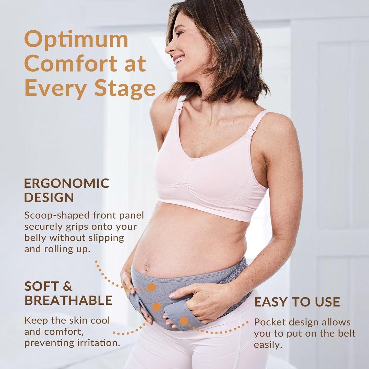 Mamaway Pregnancy Belly Band, Ergonomic Maternity Belt, Adjustable Prenatal Cradle Band, Skin-friendly & Breathable Belly Sling, Back Pain Relief & Waist/Abdomen/Pelvic Support