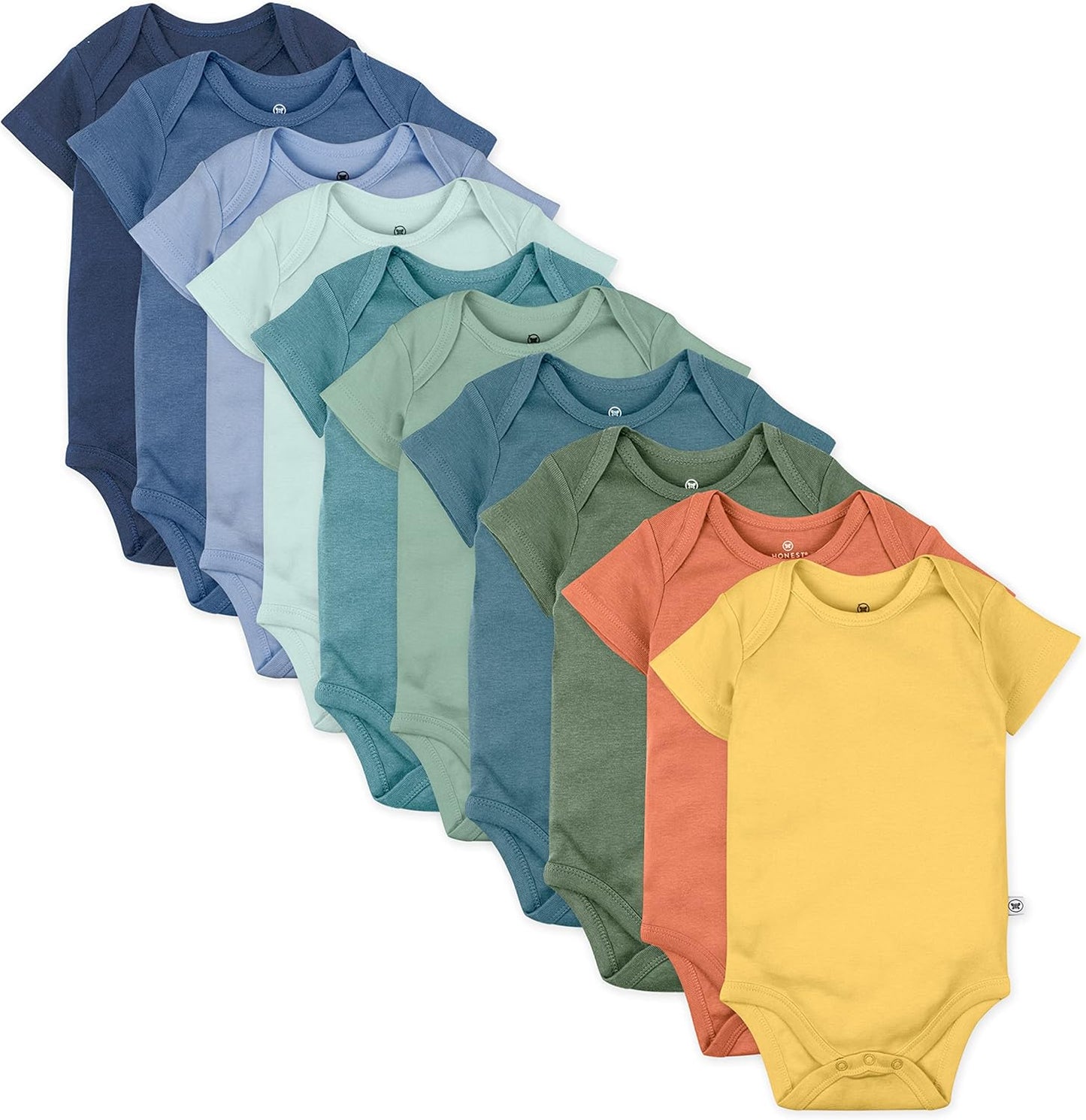 HonestBaby unisex-baby 10-pack Short Sleeve Bodysuits One-piece 100% Organic Cotton for Infant Baby Boys, Girls
