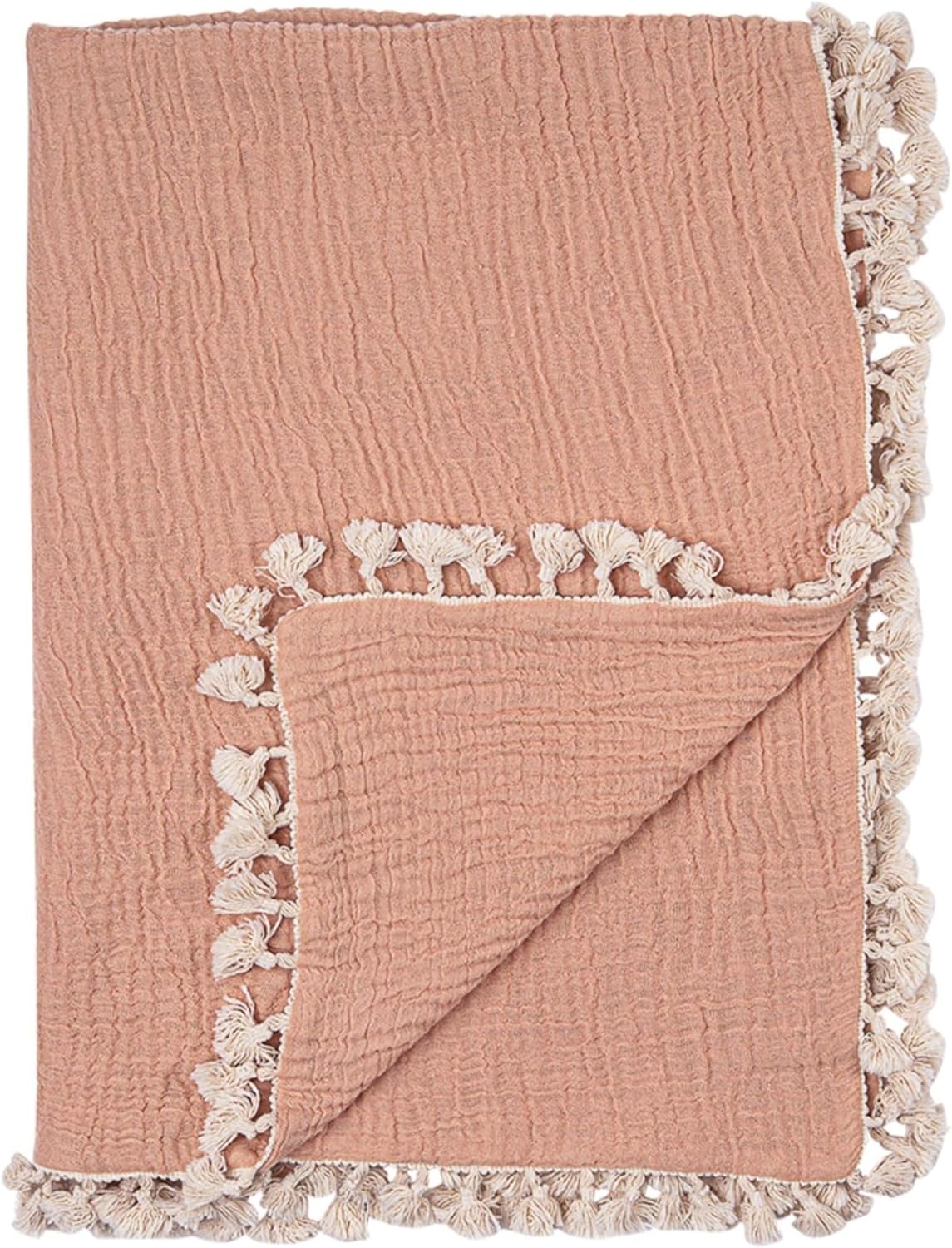 Crane Baby 6-Layer Quilt Muslin Swaddle Blanket, Soft Cotton Lightweight Nursery and Stroller Blanket for Baby Boys & Girls, Copper, 30 X 40