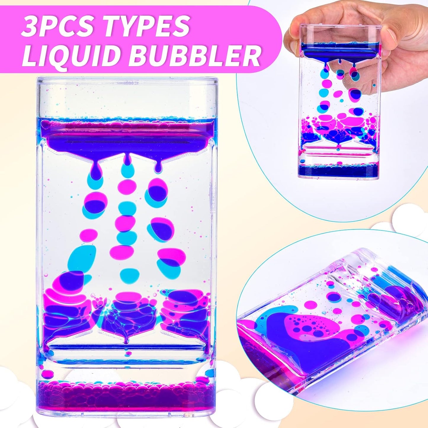 3 Types Liquid Motion Bubbler Liquid Timers for Kids Sensory Fidget Toys Small Calming Toy (Style-2)