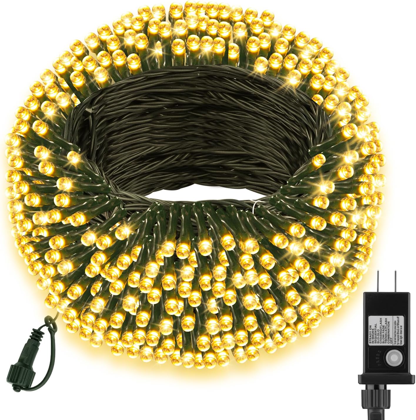 66FT 200 LED Christmas Light, Twinkle Xmas Lights with 8 Modes and Timer, Outdoor Waterproof Christmas Tree Lights for Room Bedroom Wedding Party Holiday Decorations, Warm White