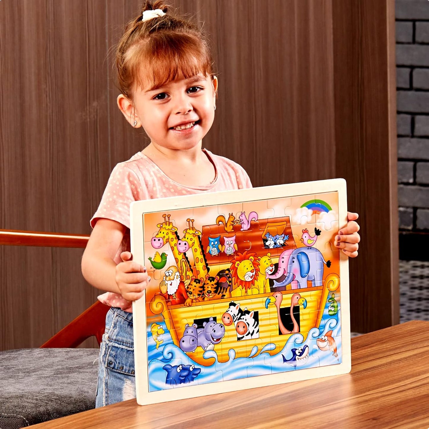 Noah Jigsaw Puzzles for Toddlers Age 3-5, 48pcs Preschool Educational Learning Toys Sets Gift for Baby Infants Boys and Girls (Noah's Ark…)