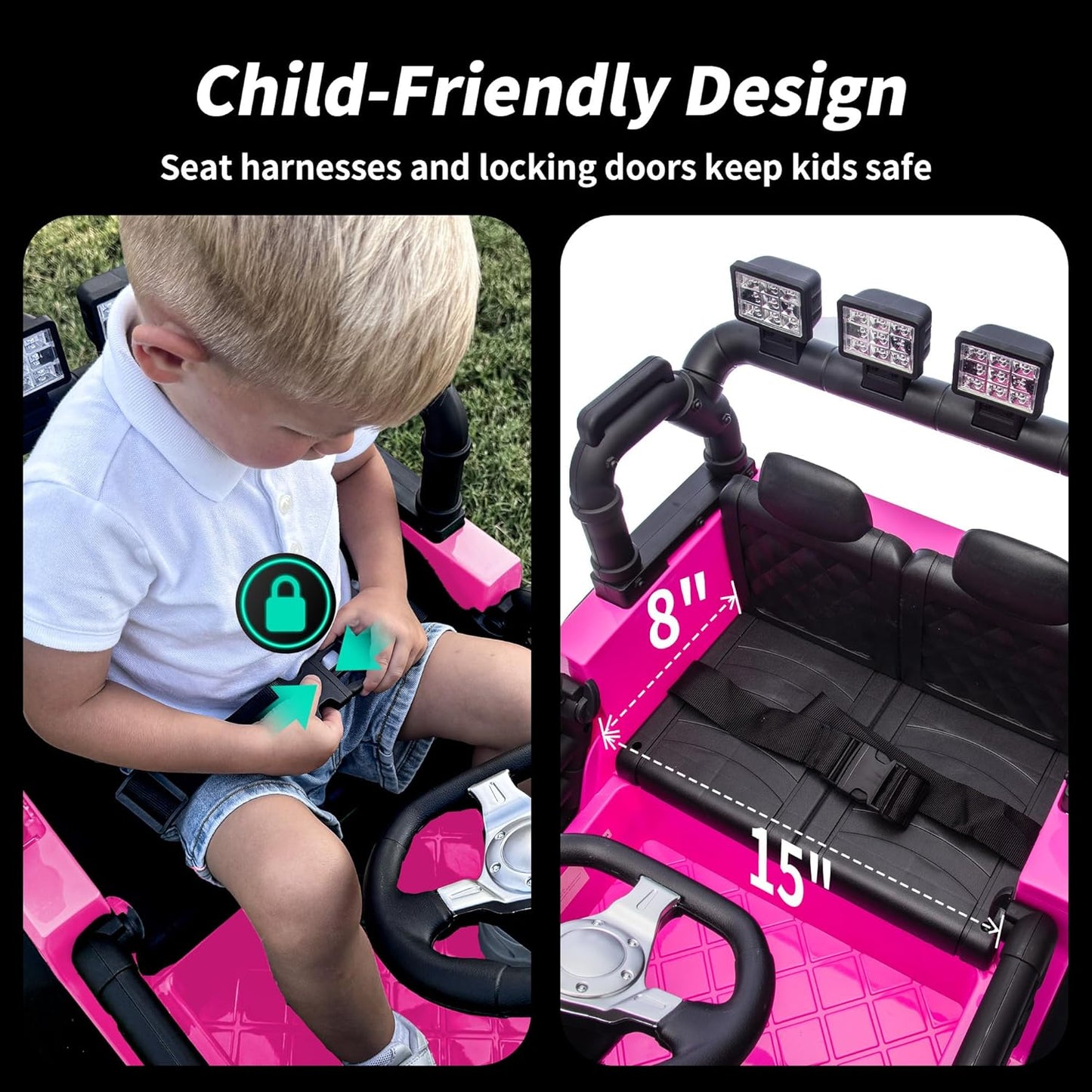 24V Kids Ride on Toy, Kids Electric Vehicles Car Ride on Car Truck for Toddlers with Remote Control, 2x200W Motor - Pink