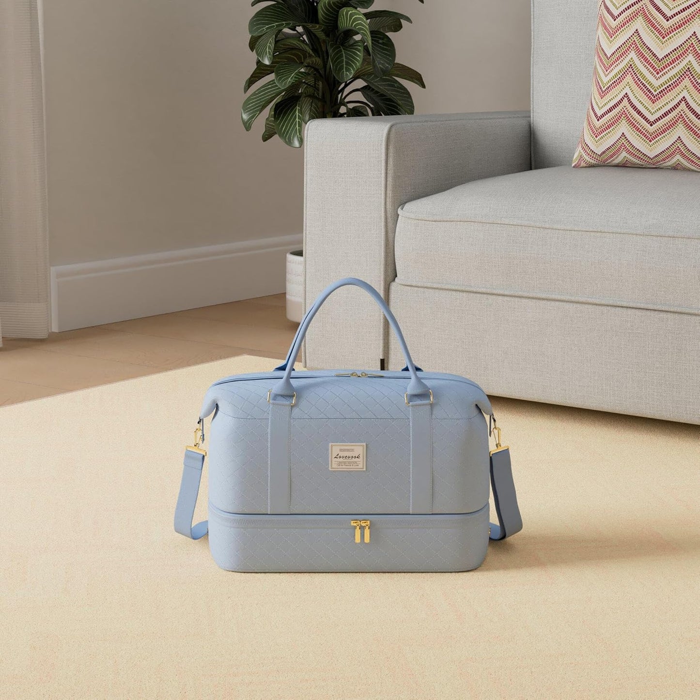 LOVEVOOK Travel Duffle Bag,Weekender Bags for Women with Shoe Compartment，Carry on Overnight Bag with Toiletry Bag,Gym Duffel Bag with Wet Pocket, Hospital Bags for Labor and Delivery