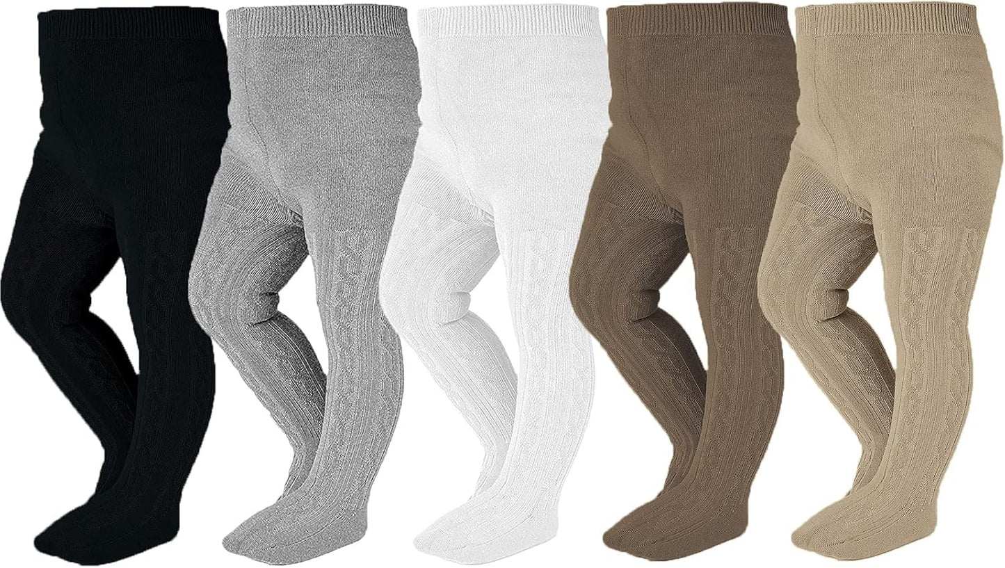 EPEIUS Baby Girl Tights Thick Cable Knit Leggings Stockings Cotton Pantyhose for Newborn Infant Toddler 3/4/5/6 Pack
