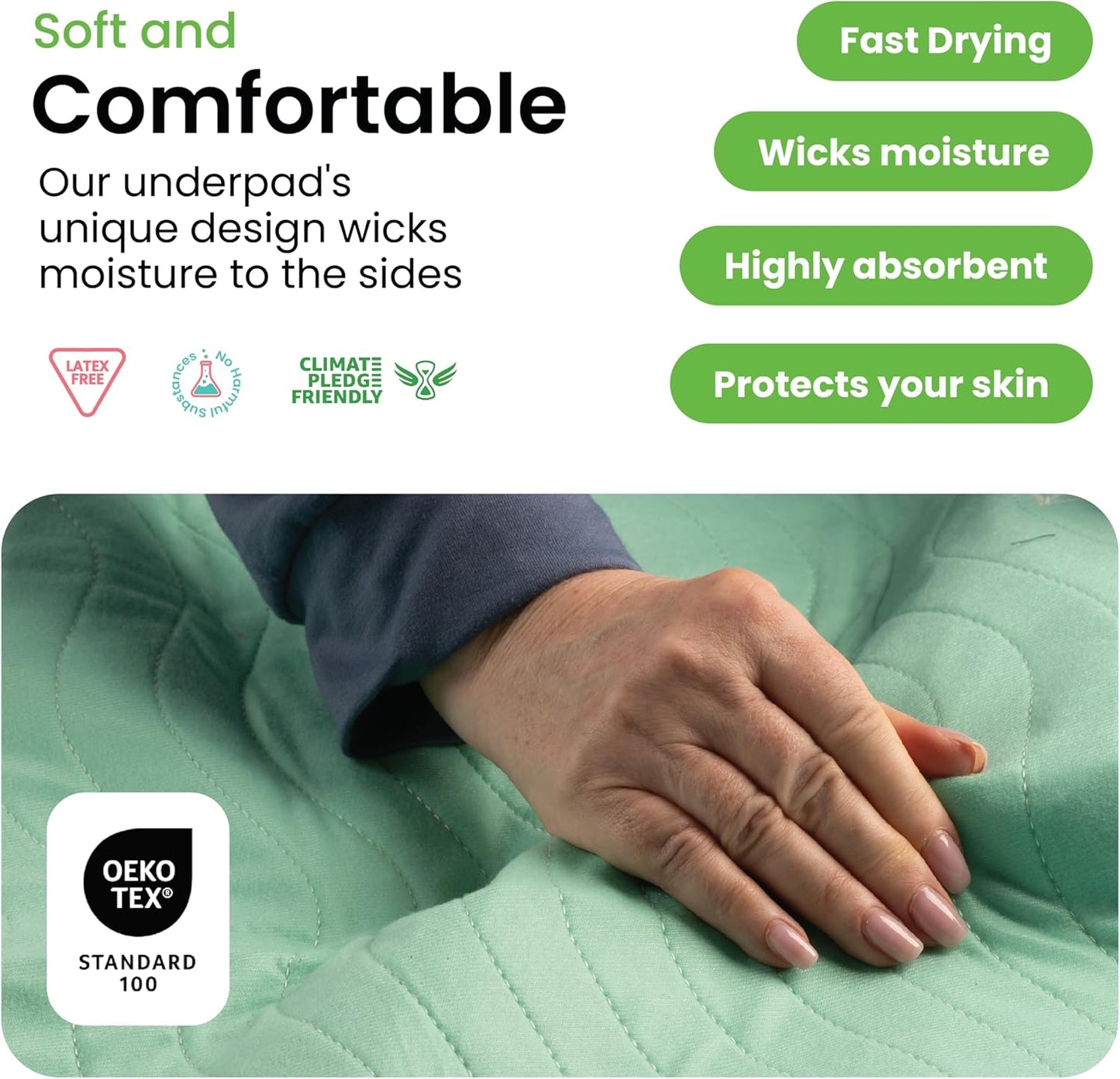 IMPROVIA® Washable Underpads, 34" x 36" (Pack of 10) - Heavy Absorbency Reusable Bedwetting Incontinence Pads for Kids, Adults, Elderly, and Pets Waterproof Protective Pad for Bed, Couch, Sofa, Floor