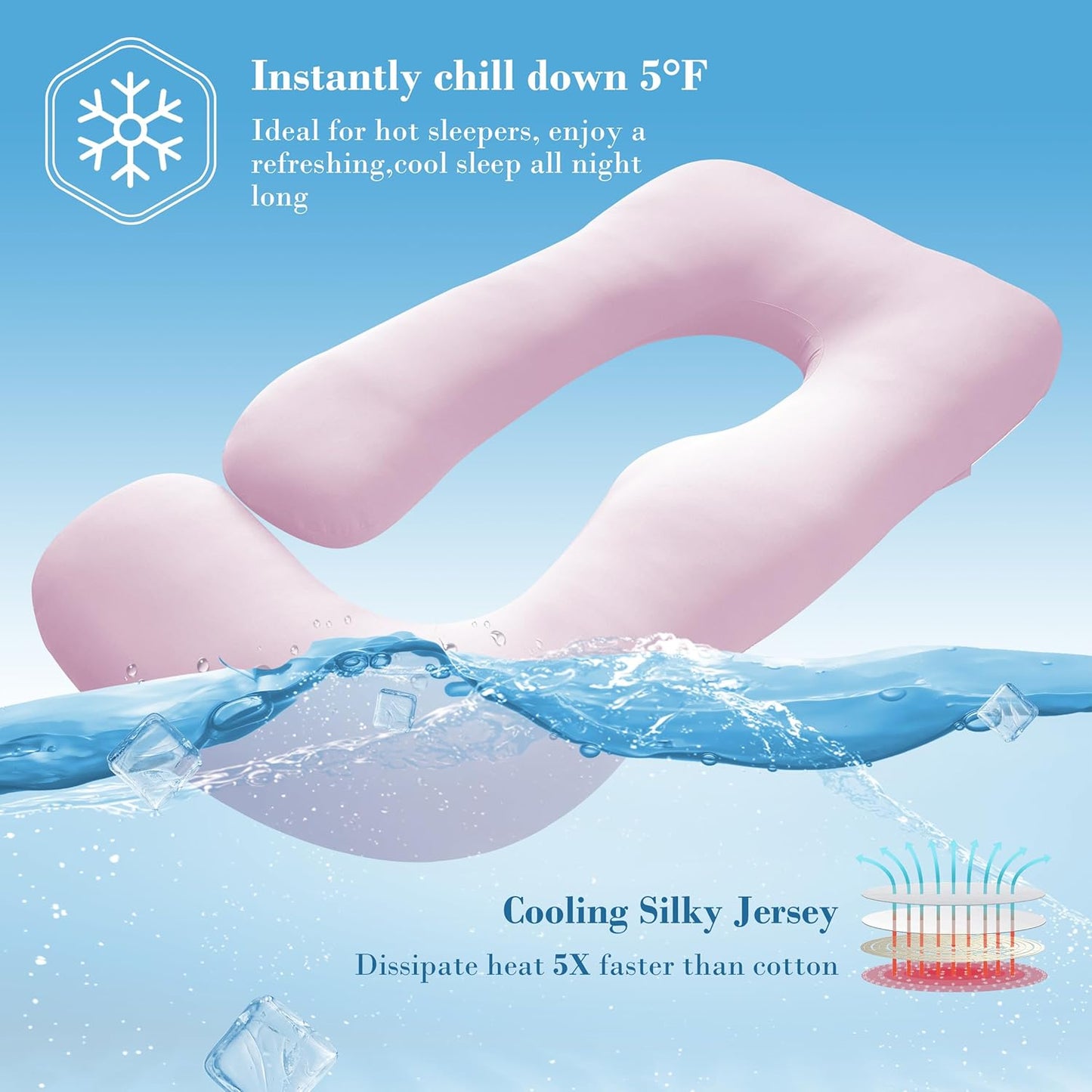 Cute Castle Cooling Cover Pregnancy Pillows, Soft U-Shape Maternity Pillow with Removable Cover - Full Body Pillows for Adults Sleeping - Pregnancy Must Haves - Jumbo 57 Inch - Purple