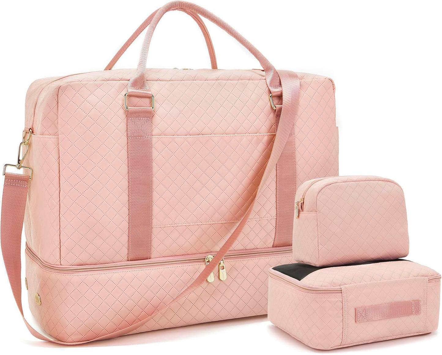 Soperwillton Women Travel Duffel Bags Carry On Overnight Bag with Shoe Compartment & Toiletry Pouch Gym Bag with Wet Pocket