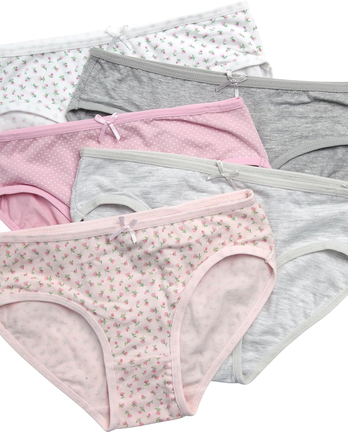 Laura Ashley Girls Underwear - 5 Pack Soft Stretch Breathable Panties for Girls - Lightweight Cotton Panties (Size: 4-12)