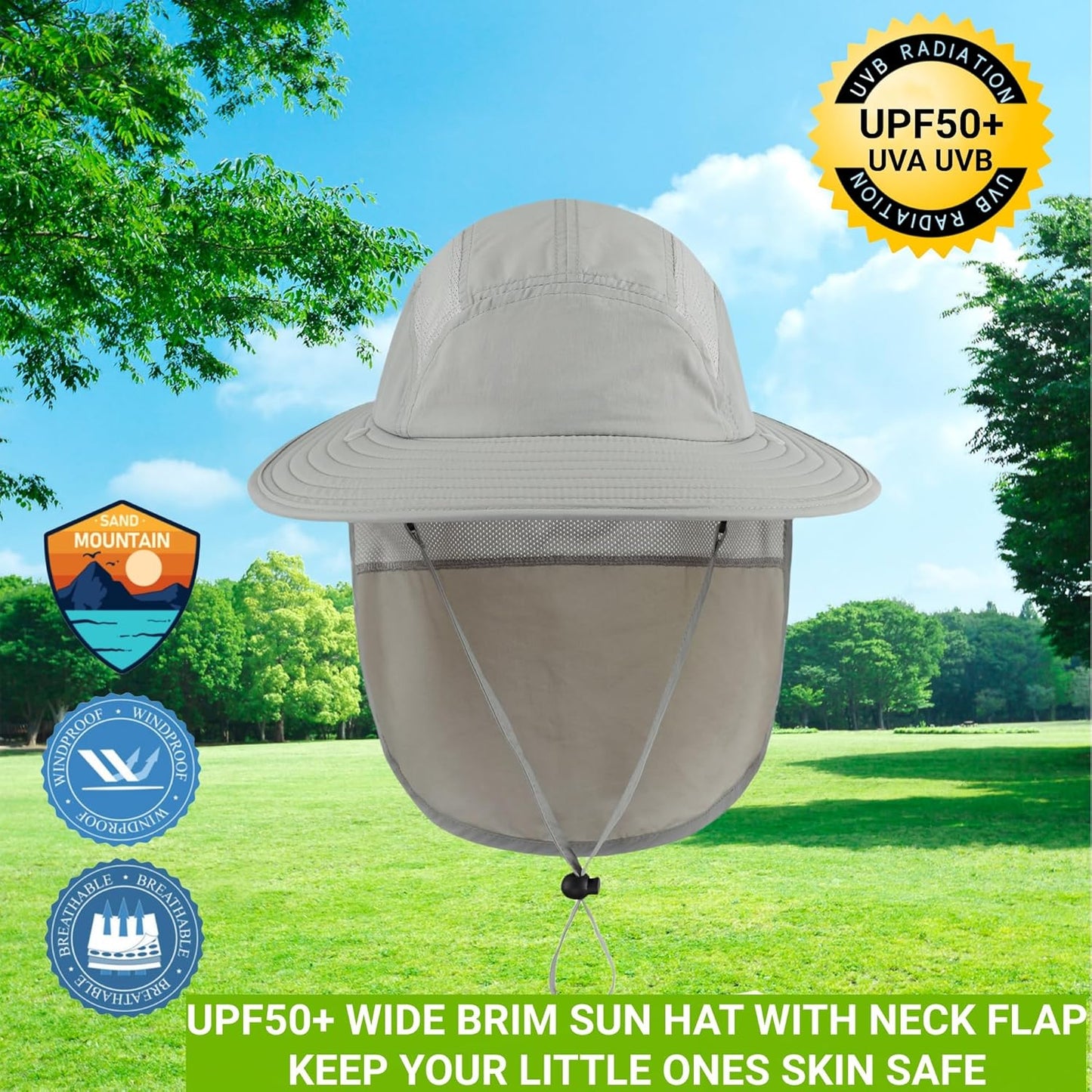 Home Prefer UPF 50+ Boys Sun Hat with Neck Flap Wide Brim Summer Beach Bucket Hat for Boys Girls Toddler Kids Safari Hat