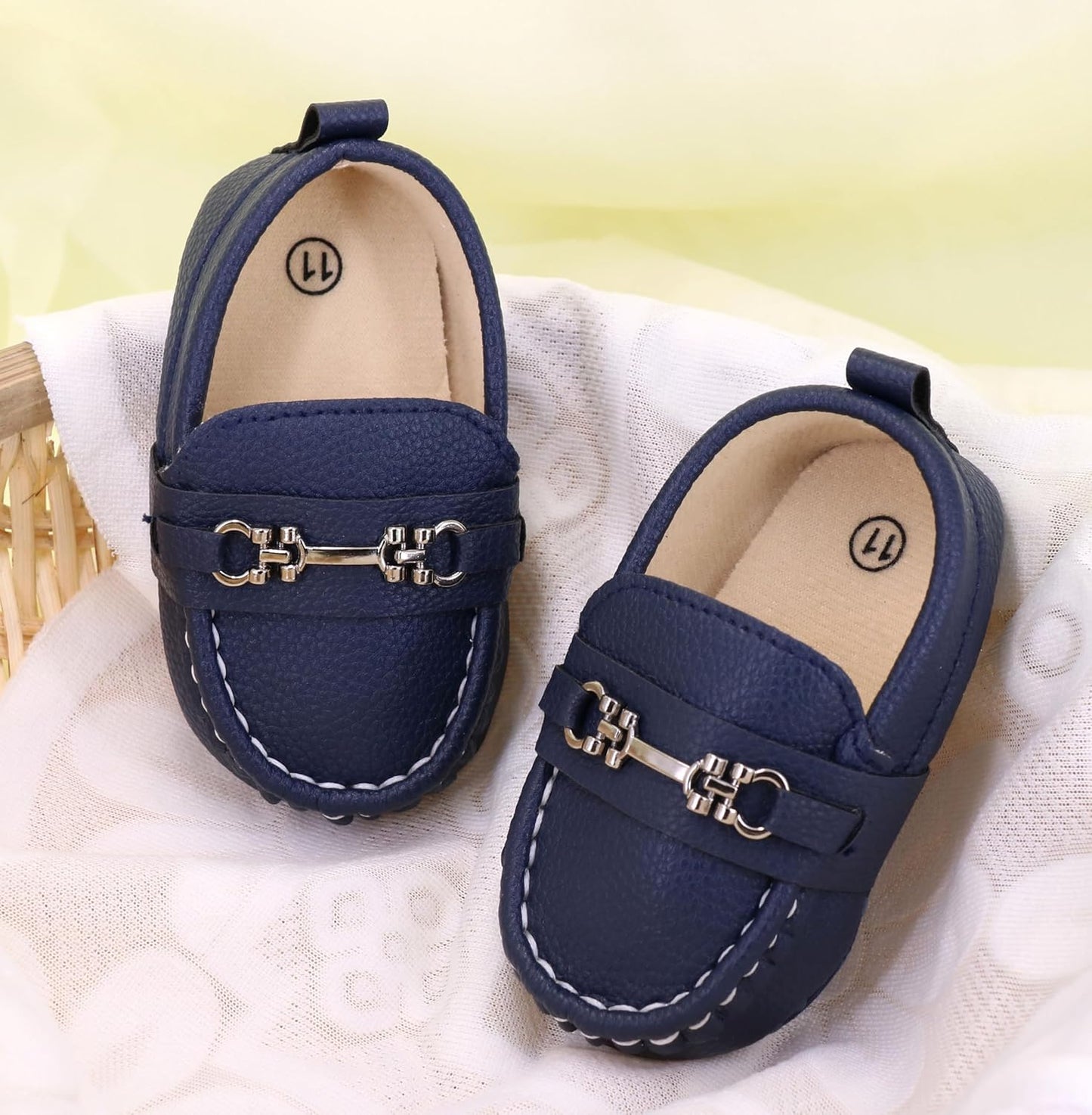LONSOEN Baby Girls Boys Loafers Prewalker Dress Crib Shoes