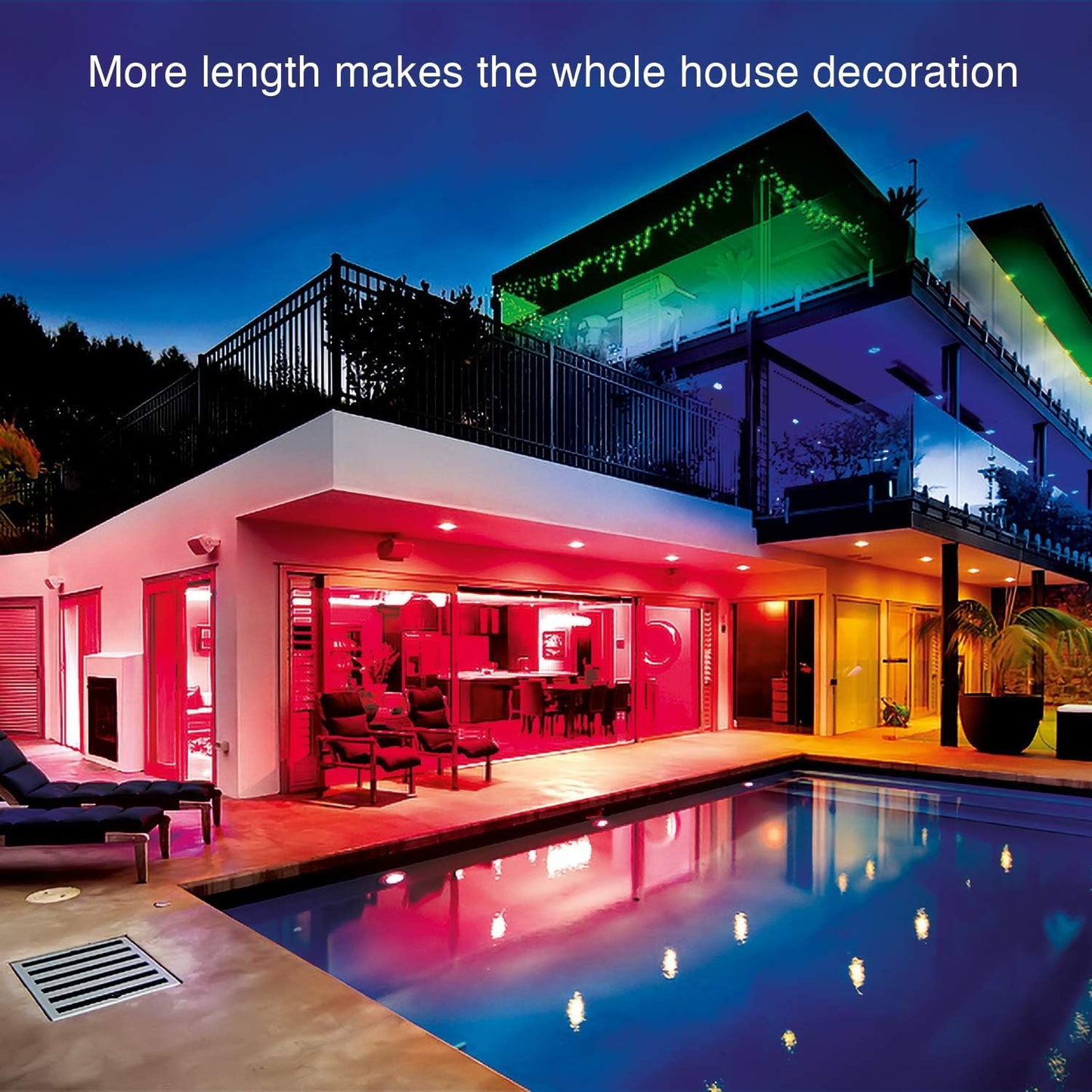 DAYBETTER LED Lights 65.6ft, 5050 RGB Led Strip Lights Flexible Color Changing Remote Control Led Light Strips, 2 Rolls of 32.8ft Led Lights for Bedroom, Living Room, Party Home Decor