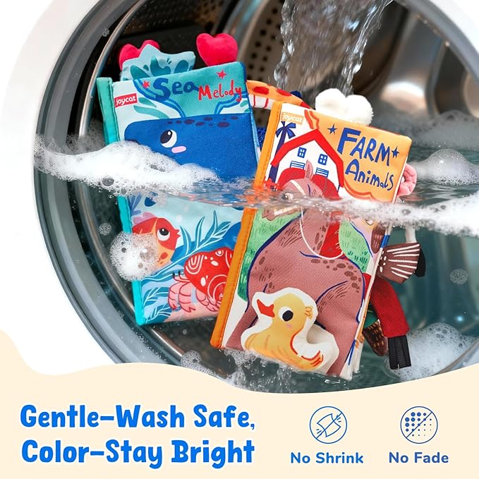 JoyCat Baby Books 0-6 Months - 2PCS Infant Toys 0-6m Tummy Time Babies Toy Newborn Toys Early Development Sensory Book Baby Girl Boy Shower Christmas Birthday Gift Stocking Stuffers