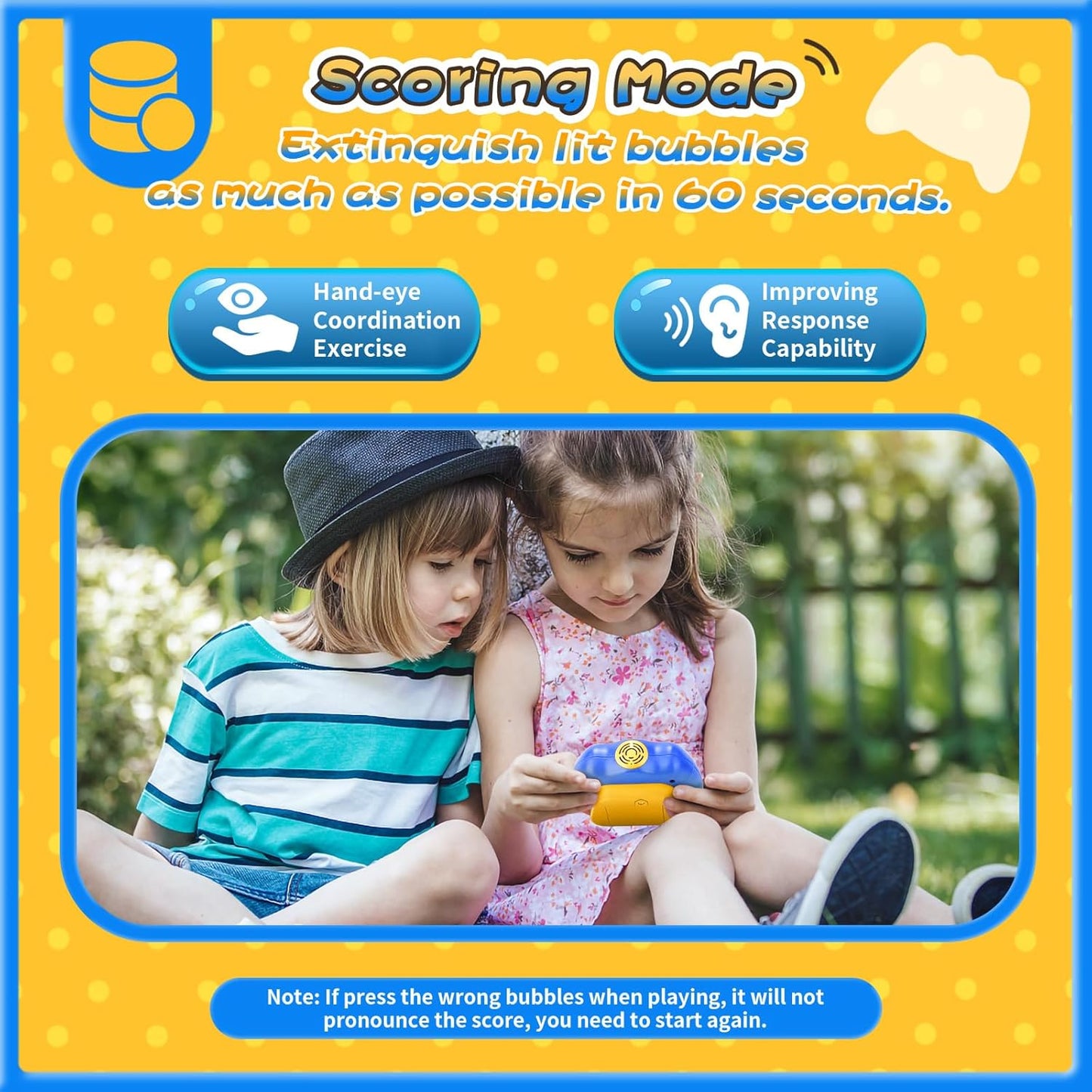 Fast Push Bubble Game, 2 Pack Light-up Pop Game Fidget Toys for Kids and Adults, Electronic Handheld Game Stress Relief Toys for 6 7 8 9 Year Old Boys & Girls (Dark Blue+Orange)