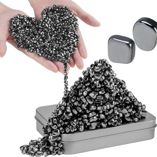 Magnetic Balls Over 1000 PCS Mini Magnetic Putty, with 2 Big Smooth Magnetic Beads, Fidget Toys for Adult, Weak Ferrite Putty Desk Toys for Office (Black)