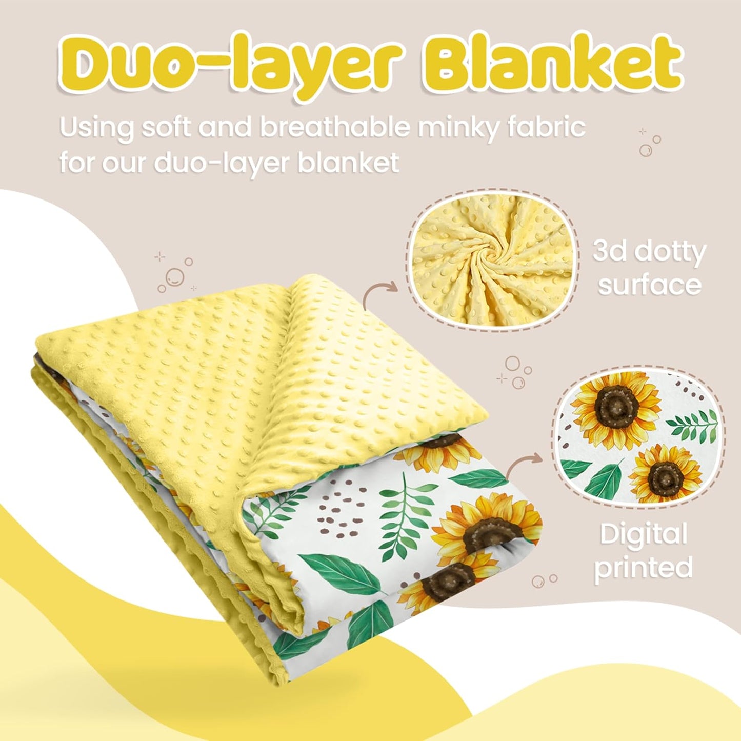 SANDJEST Sunflower Blanket for Girls Kid - 30 x 40 Minky Throw Kids Blankets Gifts for Birthday Christmas - Nursery Bedroom Decor