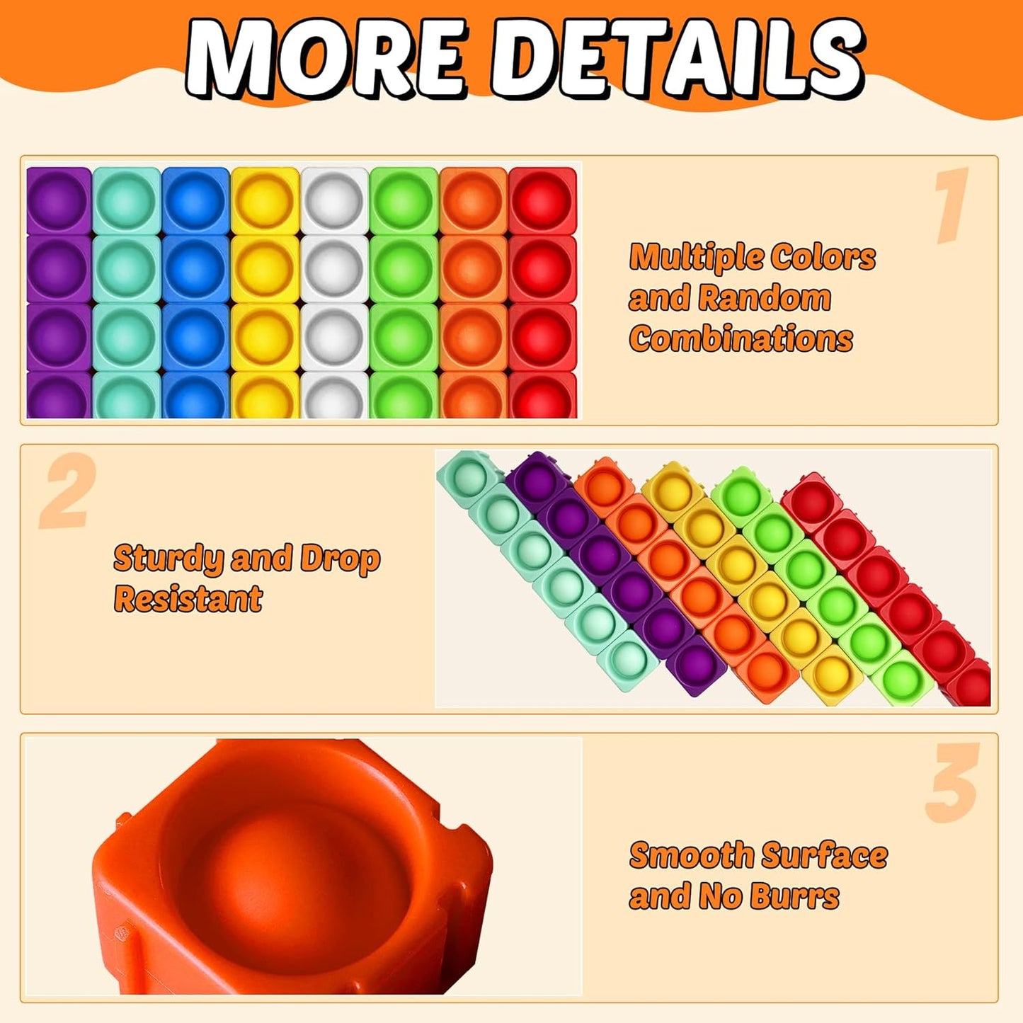 Giant Pop Blocks Bubble Premium Silicone Pop Fidget Blocks for Endless Joy and Education - Vibrant Pop Blocks for Imaginative Play and Puzzle Games-Toy Gift for Kids (25PCS)