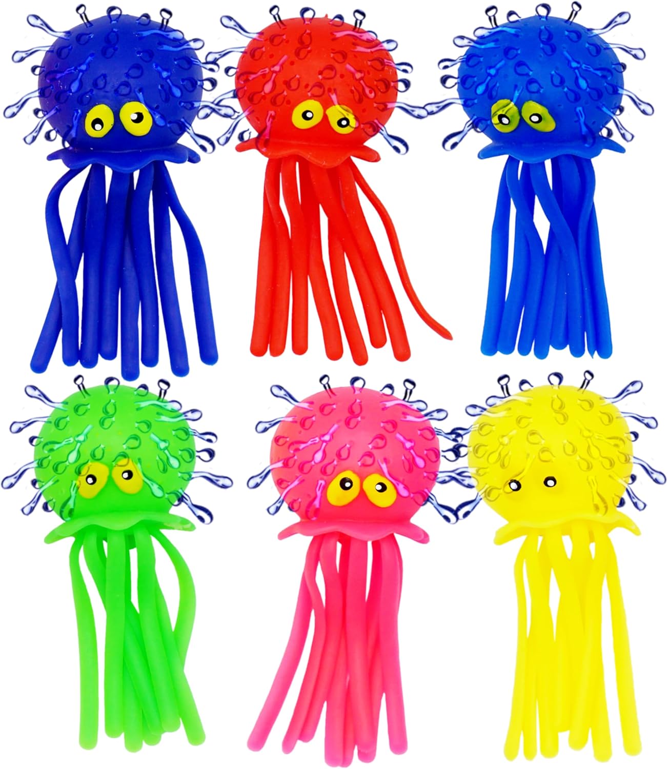 4E's Novelty Octopus Water Balls - Pack of 6 - Pool Toys for Kids Sensory Absorbent Water Splash Balls Bomb, Toddler Bath Toy, Swimming Pool Floating Swim Toys Outdoor Activity & Game