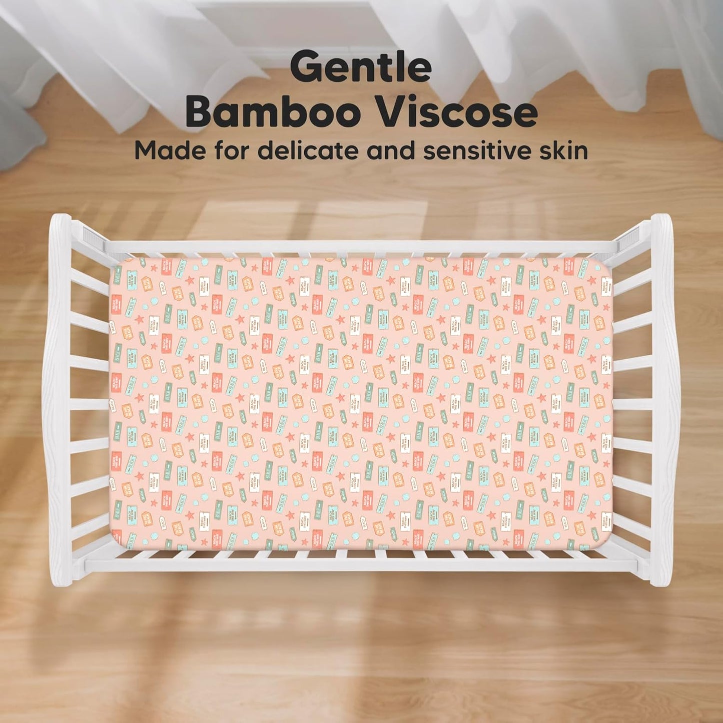 KeaBabies 2-Pack Baby Crib Sheets for Boys, Girls - 52x28 Viscose Derived from Bamboo Toddler Bed Sheets Neutral, Fitted Crib Mattress Cover for Standard Baby Bedding, Soft & Cozy (Beach Day)