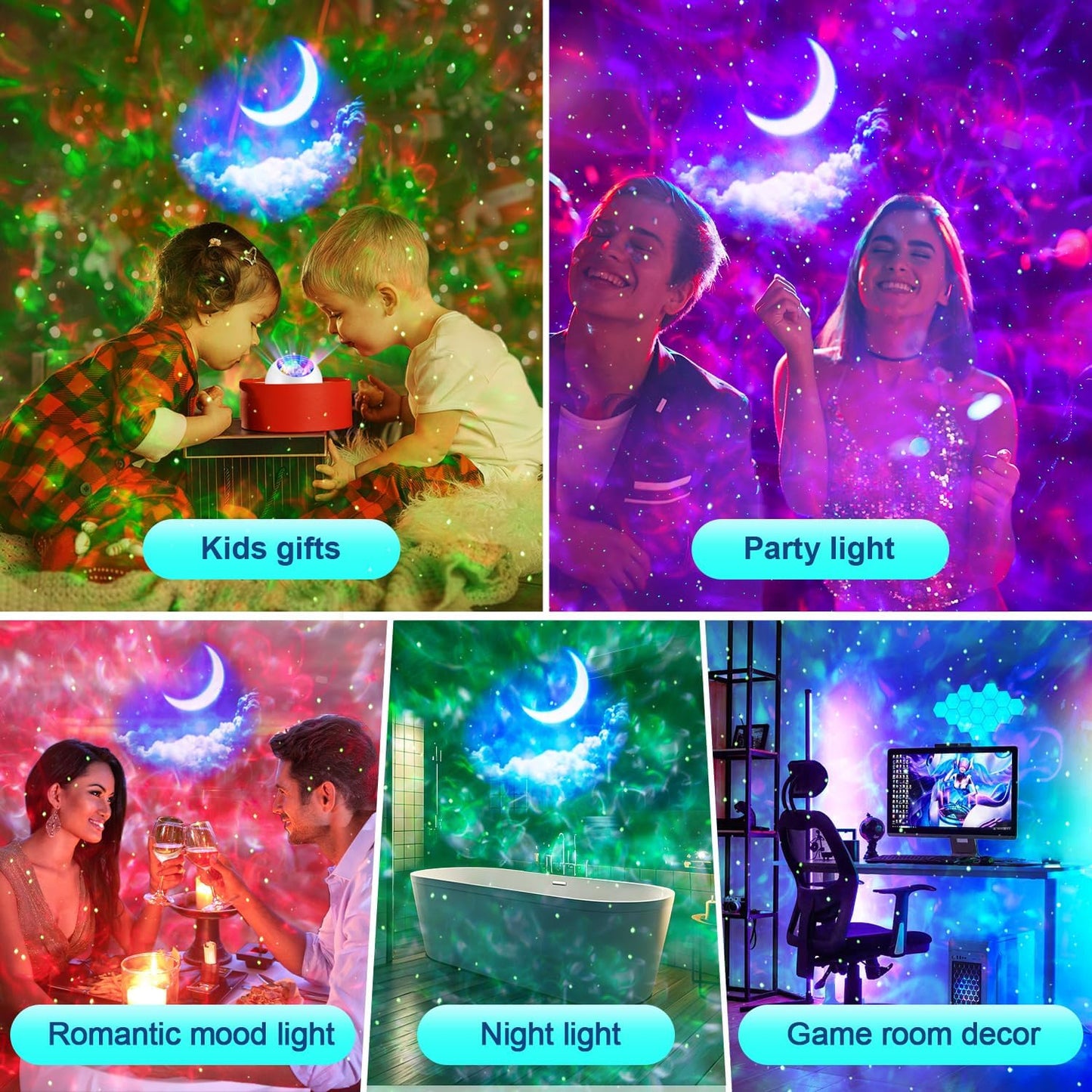 Galaxy Projector for Bedroom, 43 Lighting Modes Moon Star Projector Galaxy Lights for Bedroom,Vibrant & Dimmable Starlight Room Lights,Remote Cloud Night Lights for Room Decor, Kids Gifts