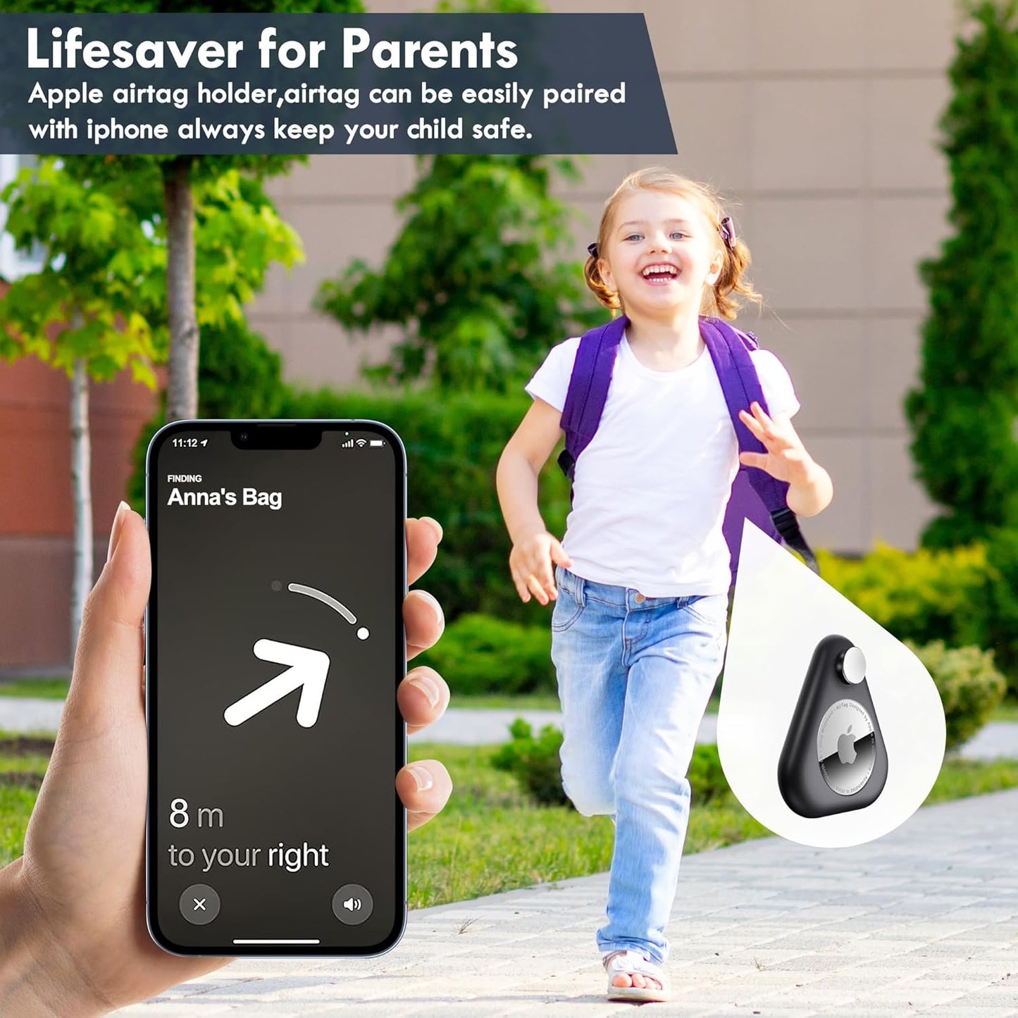 Airtag Holder for Kids Hidden 4 Pack Upgraded GPS Tracker Case, Anti-Removal Airtag Hard Case with Safety Pins, Avoid Airtag Loss, Suitable for Children, Elderly, Pets, Backpack, Luggage