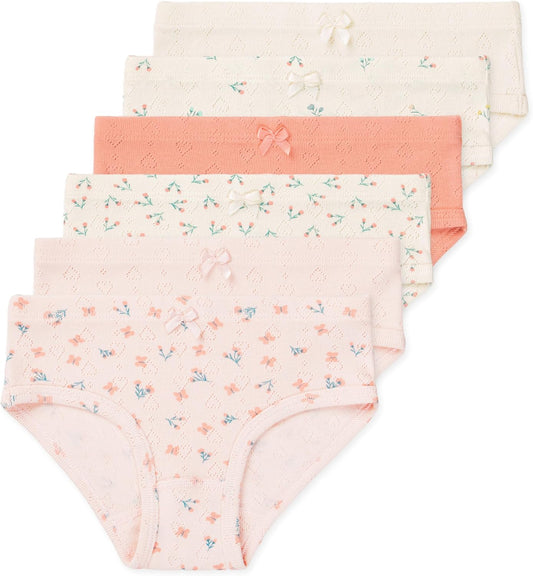 Lucky & Me Erica Girls Bikini 100% Organic Cotton Children's Underwear 6 Pack