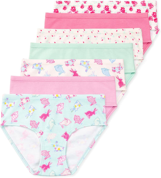 Lucky & Me Girls 100% Organic Cotton Underwear Briefs, Gracie 7 Pack
