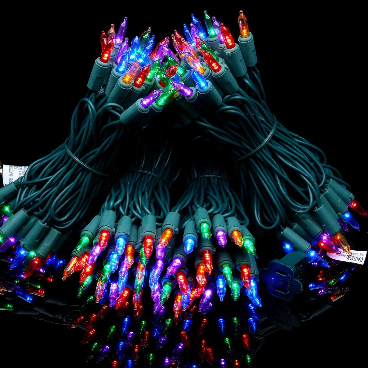 YULETIME 200 Multicolor LED Christmas Lights with Green Wire, Pack of 2 Strands 33 Feet 100 Lights UL Certified Holiday String Light Set