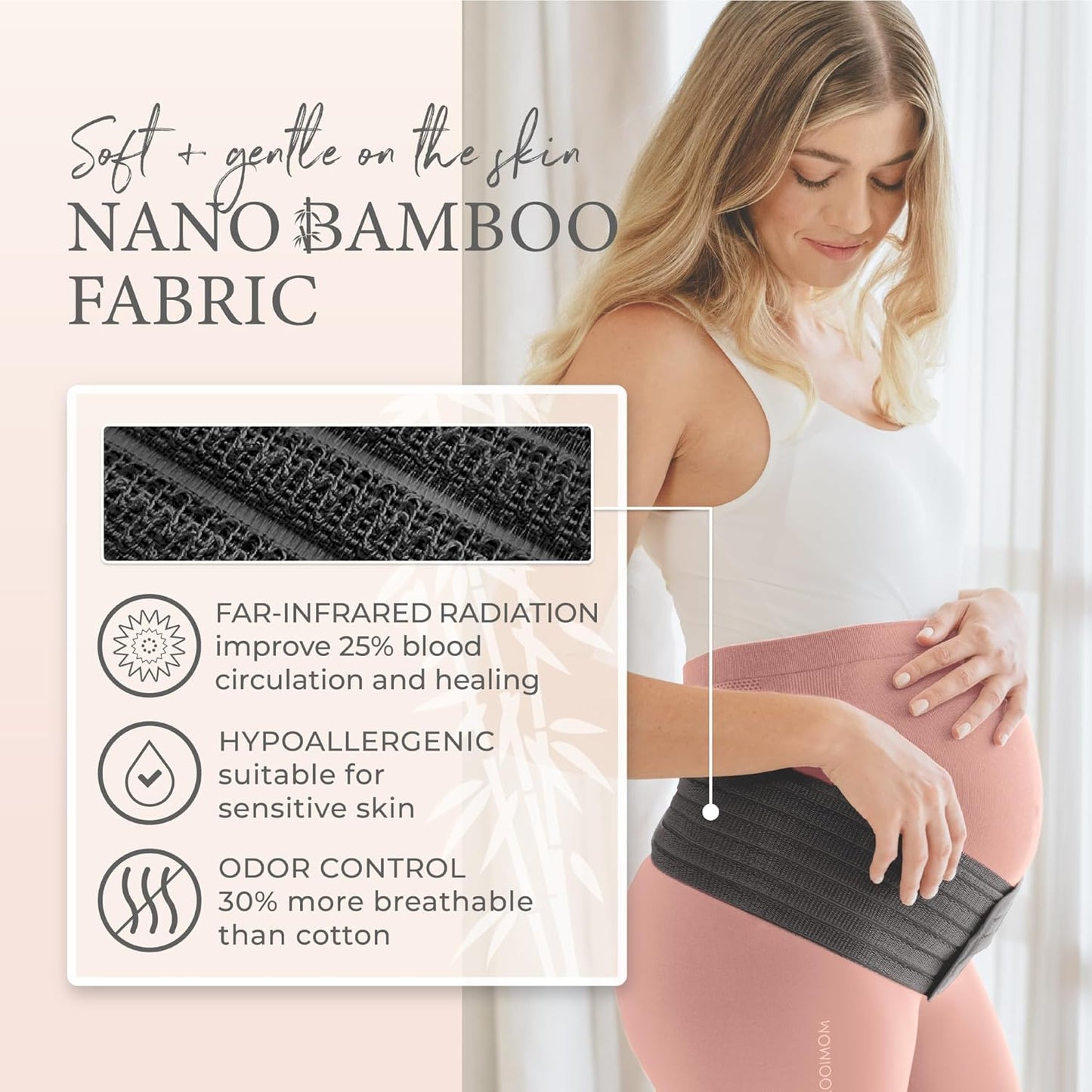 Pregnancy Belly Band Wrap, Polyester from Premium Nano Bamboo Charcoal Fiber, Back Pain Relief, Ergonomic Maternity Support Belt, C-Section Recovery Binder, Pelvic and Abdominal Support