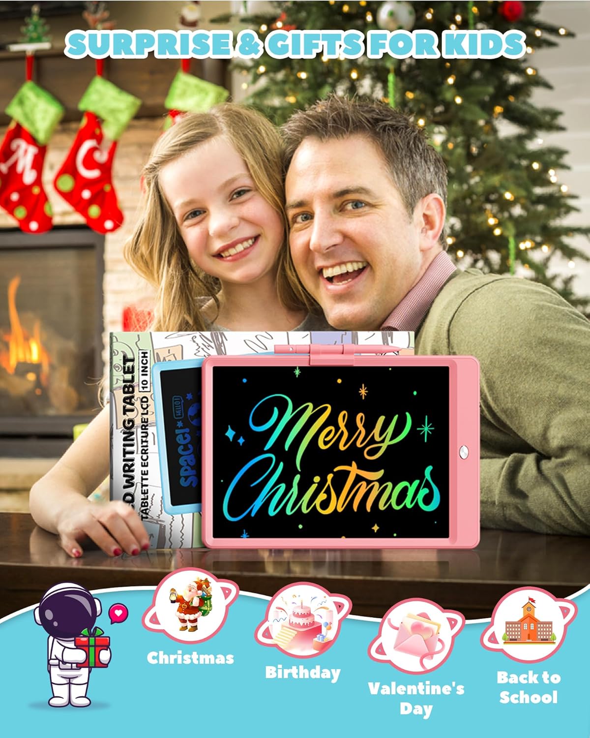 KOKODI LCD Writing Tablet, 16 Inch Colorful Toddler Doodle Board Drawing Tablet, Erasable Reusable Electronic Drawing Pads, Educational and Learning Toy for 3-6 Years Old Boy and Girls