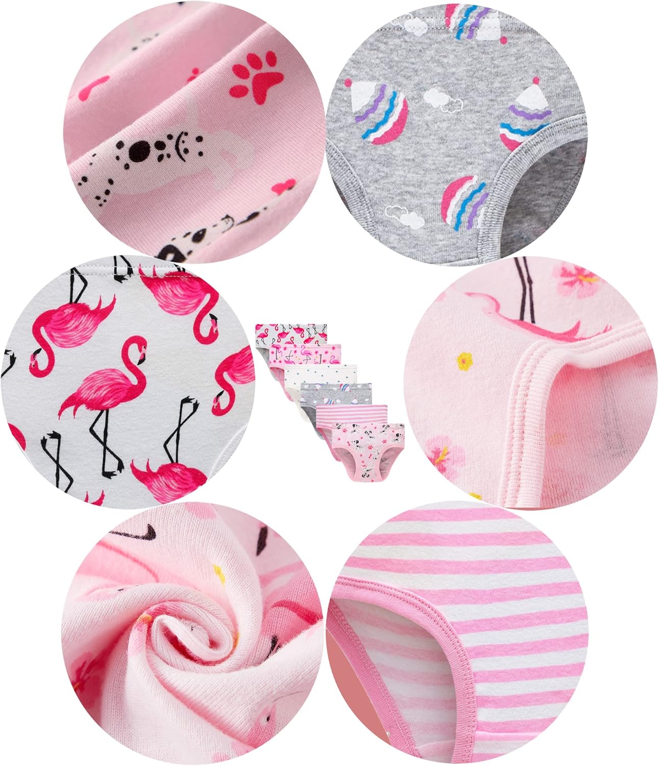 Cadidi Dinos Little Girls' Soft Cotton Underwear Kids Cool Breathable Comfort Panty Briefs Toddler Undies(Pack of 6)