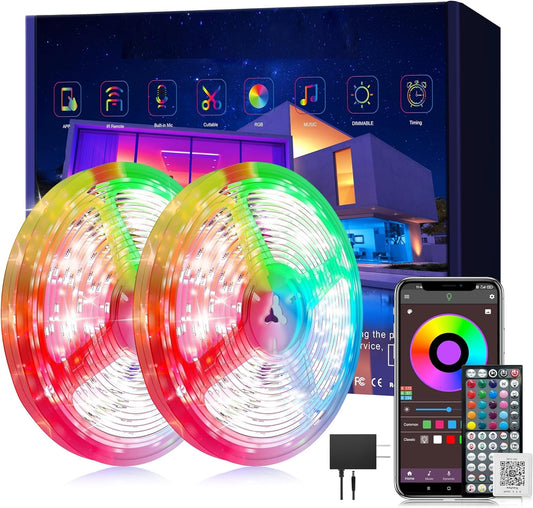 Led Lights for Bedroom 250ft (2 Rolls of 125ft) Color Changing RGB Led Strip Lights with 60 Keys Remote and App Control, Music Sync Led Lights for Room Kitchen Party Home Decor