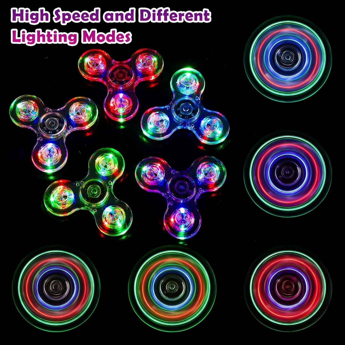 SCIONE 5 Pack Fidget Spinners, LED Light Up Fidget Spinner, Party Favor Goodie Bag Stuffers Glow in The Dark Sensory Toys, Stress Reduction and Anxiety Relief Hand Spinner for Kids