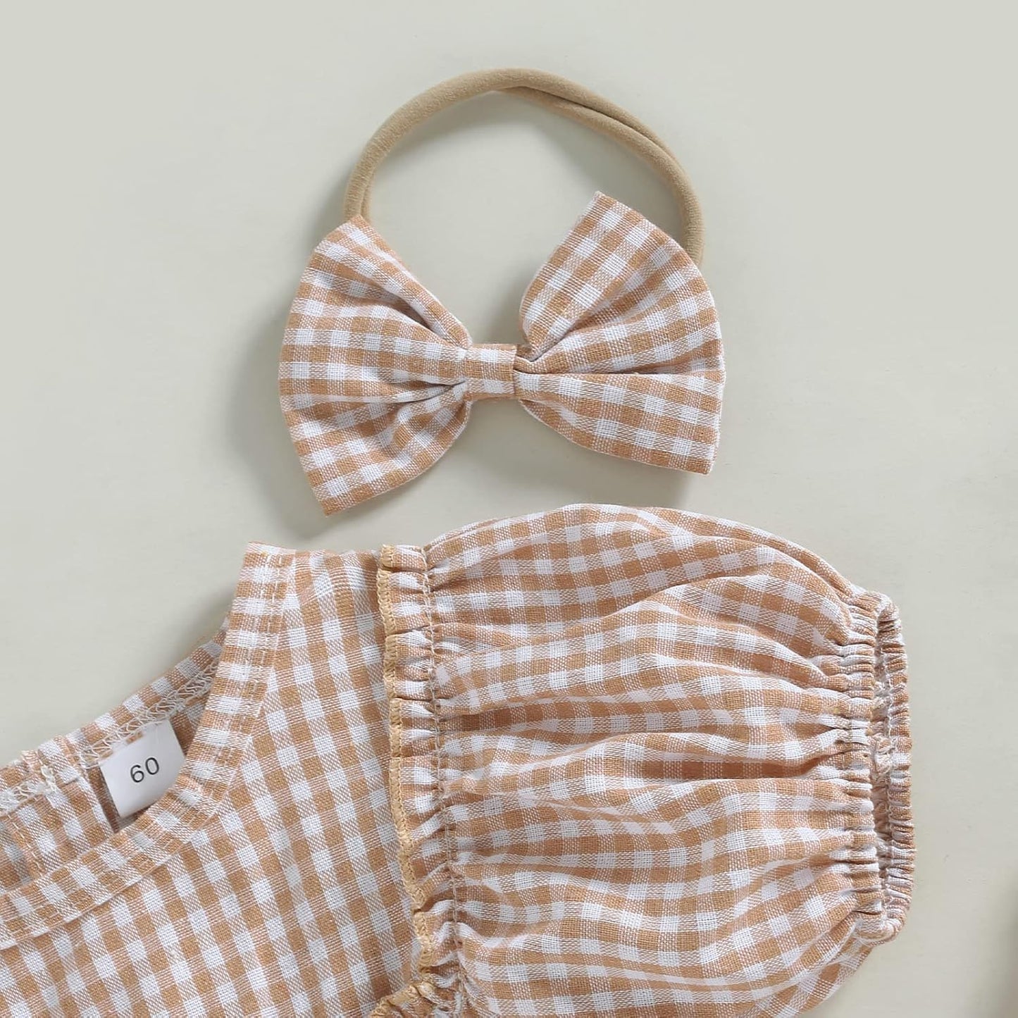 Douhoow Infant Baby Girl Plaid Romper Baby Sweatshirt Romper Ruffle Festival Clothes Fall Winter Outfits with Headband