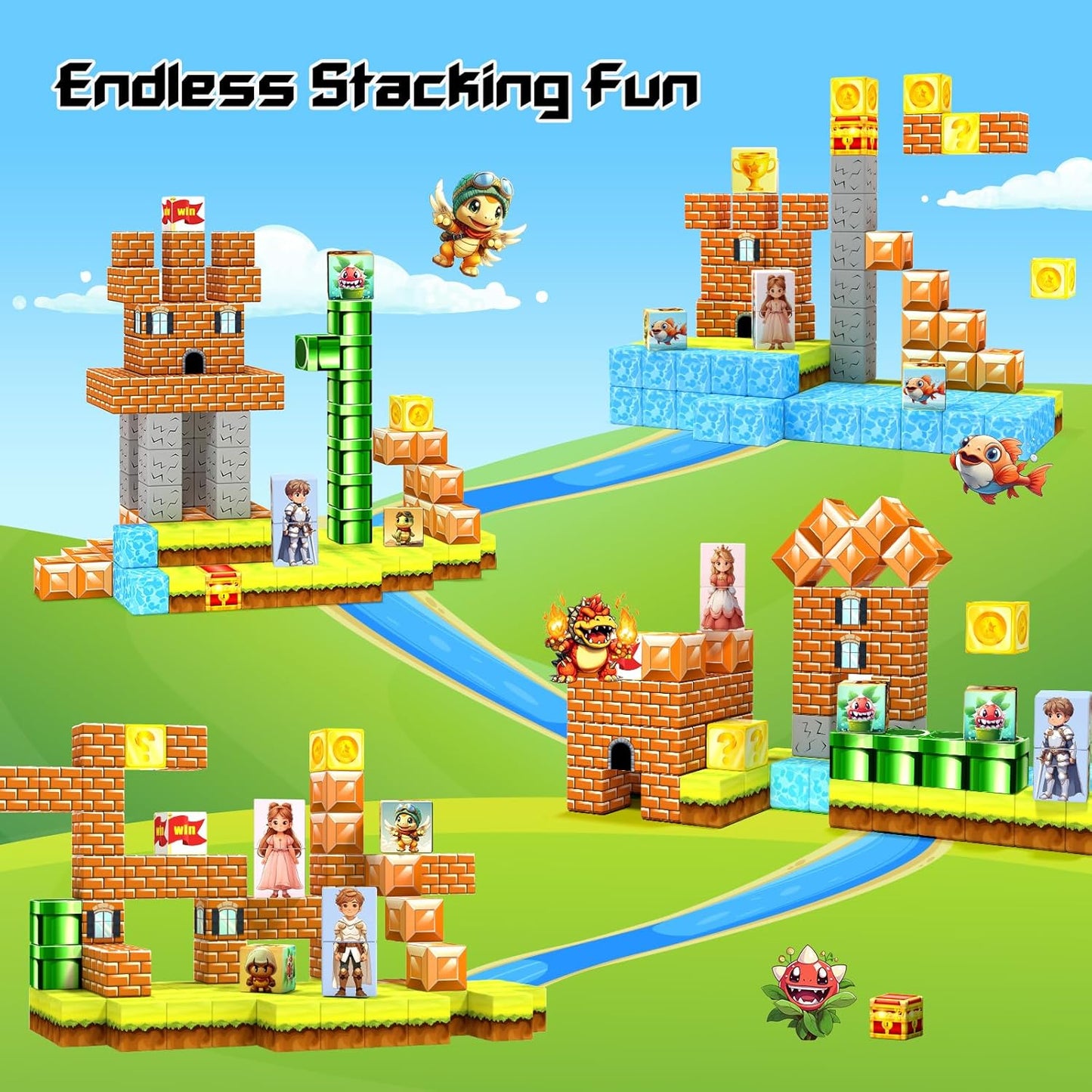 Magnetic Blocks- Magnetic Building Blocks Magnet Cube Toys Stacking, Build Forest Toys & Games Set, STEM Sensory Play, Birthday Giftsfor Kids Boys Girls Age 3 4 5 6 7 8 9 10 (54pcs 1inch)