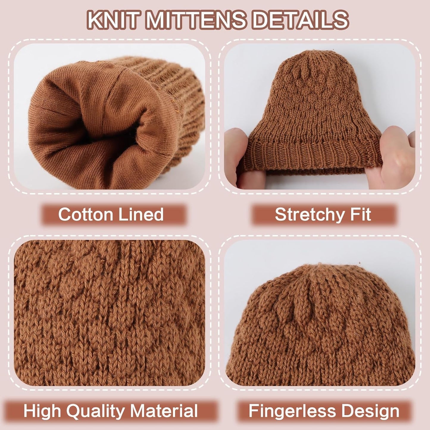 Baby Knit Mittens Toddler Boys Girls Gloves Winter Infant Newborn No Scratch Mitten 0-3 Years