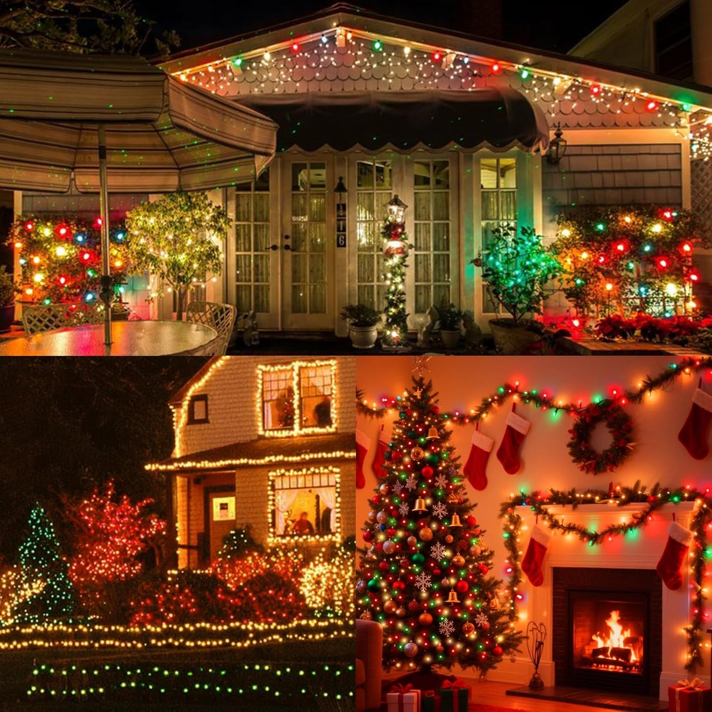 66ft Christmas Decorative Mini Lights, 200 LED Transparent Wire Fairy Starry String Lights Plug in, 16 Lighting Modes for Outdoor Xmas Tree Wedding Party Decoration (Red Green Warm)